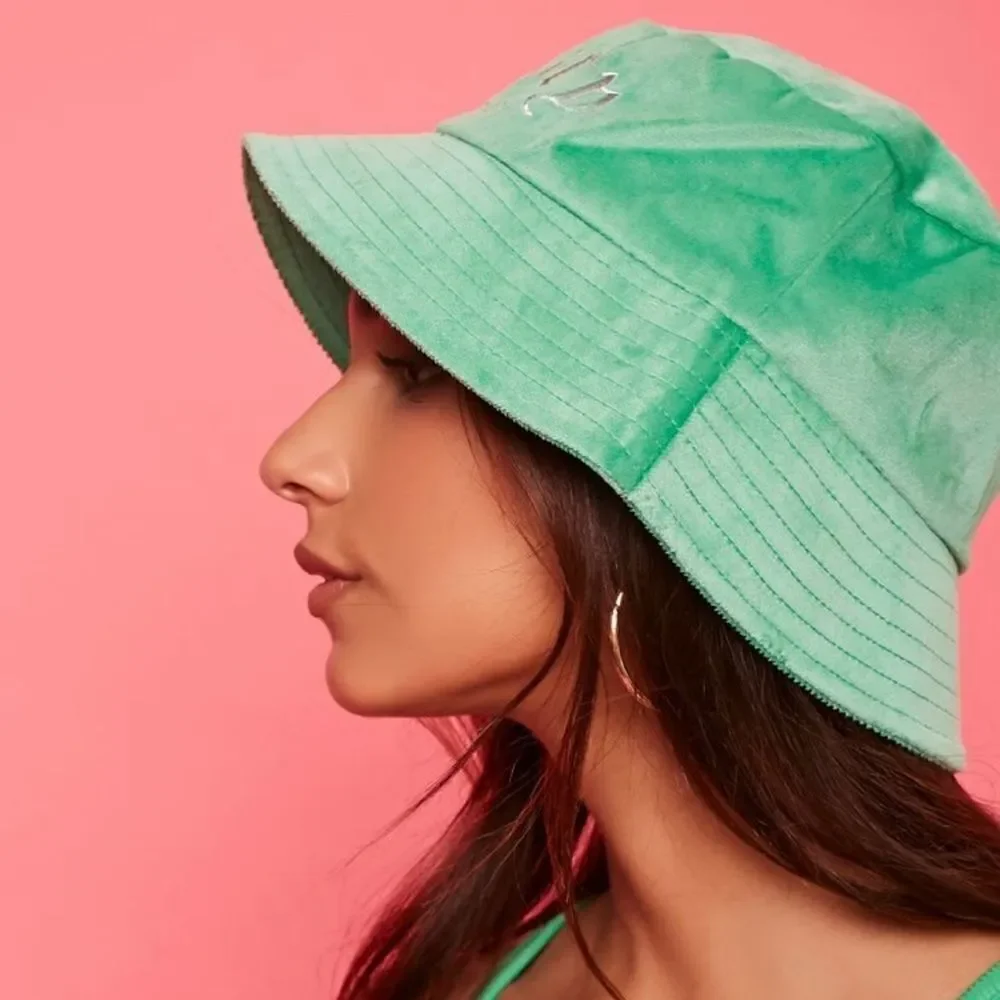 NWT Juicy Couture ribbed woven Bucket Hat Front embroidery channel-stitched brim